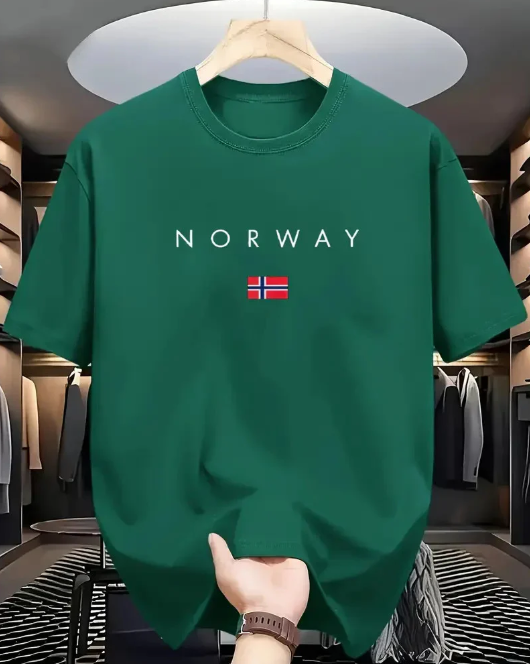 Drop Shoulder Print T-Shirt - Norway Green